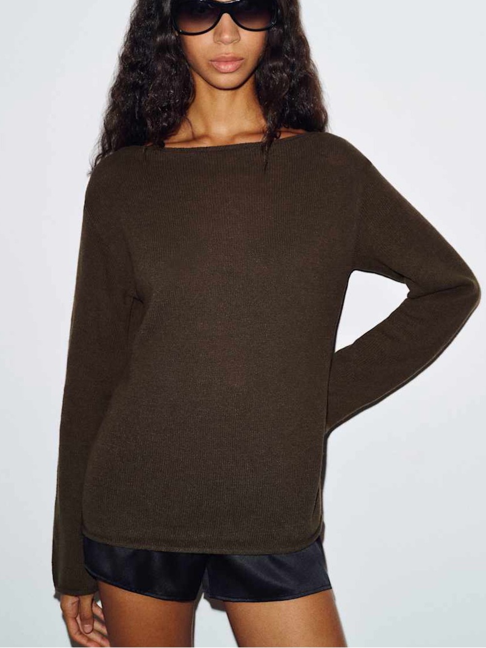 Reformation Brown Knit Boat Neck Top - Medium